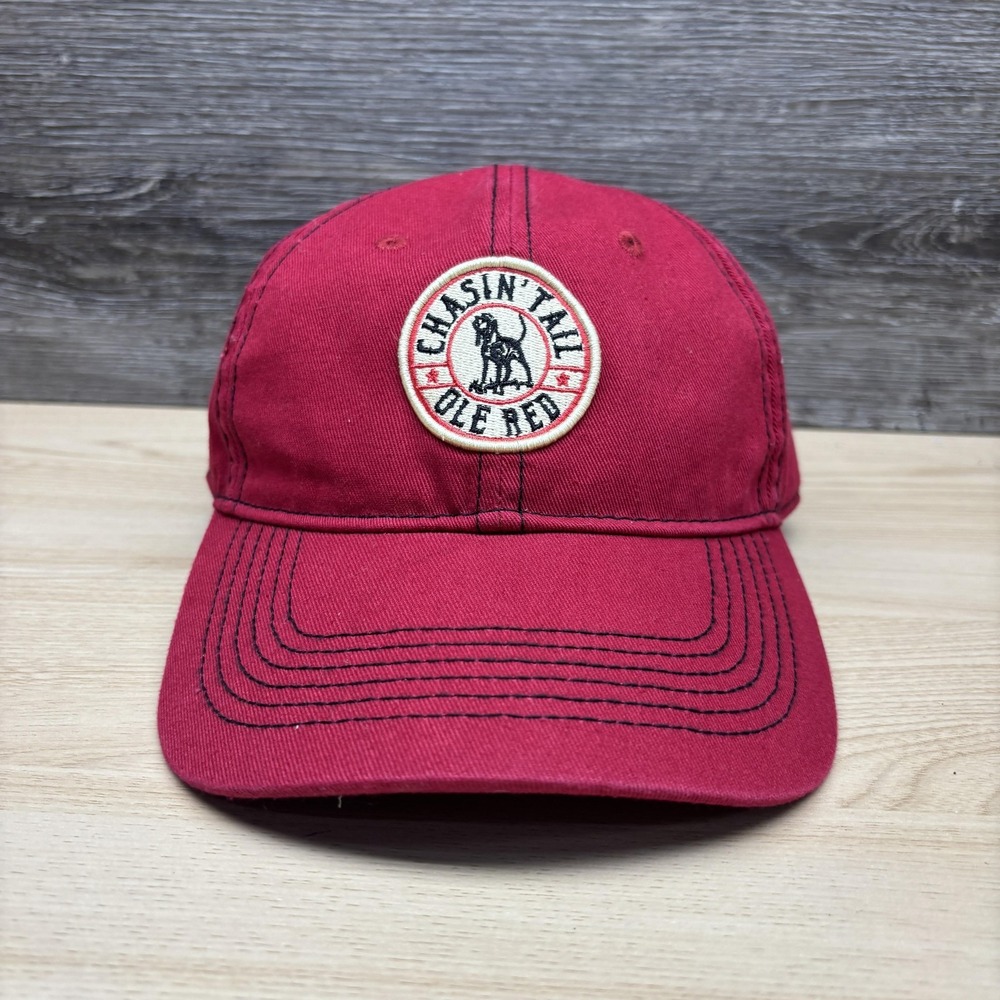 Ole Red Hat Cap Strap Back Mens One Size Red Chasin Tail Dog Patch Baseball